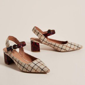 Anthropologie Mary Jane Plaid Slingback Heels